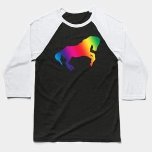 Rainbow rearing horse shadow Baseball T-Shirt